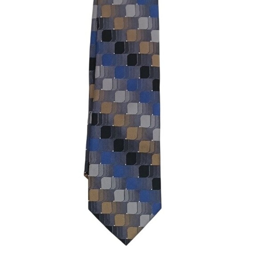 Arrow Mens Silk Tie Blue Gray Geometric Pattern Classic Necktie USA 1851